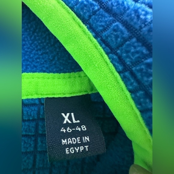 Lands’ End Men’s XL Fleece Full-Zip Jacket Blue Green Trim Outdoor Warm - Picture 5 of 7